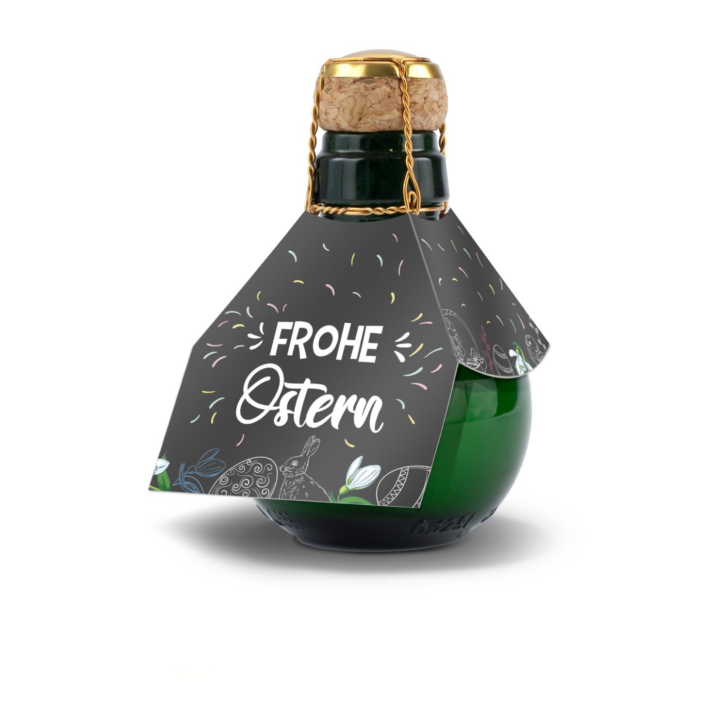 Kleinste Sektflasche der Welt! Frohe Ostern - Inklusive Geschenkkarton in Schwarz, 125 ml