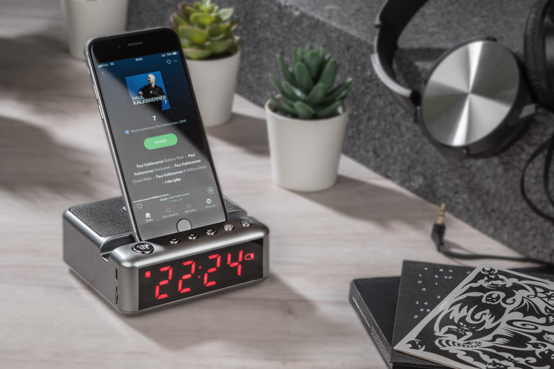 Bluetooth Lautsprecher mit Uhr MILDER - anthrazit