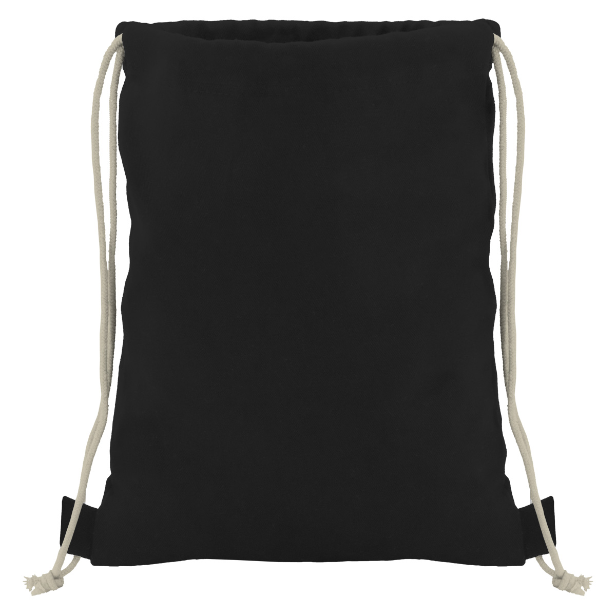 Baumwollrucksack mit robuster Kordel - schwarz/natur - 36 cm x 44 cm